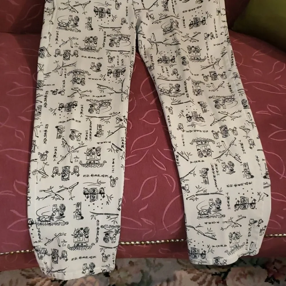 Chico's Design Tan with Black Print Jeans